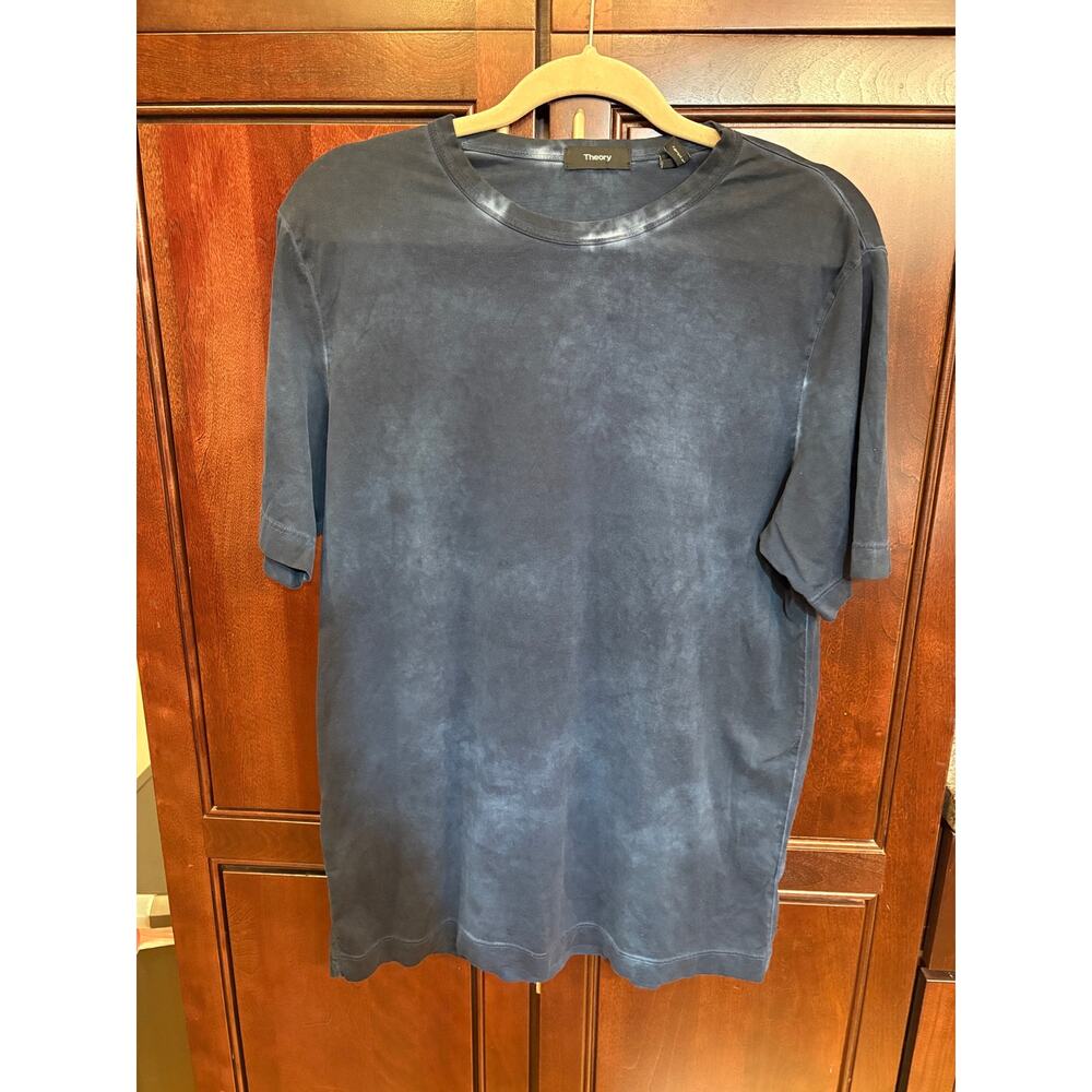 Theory Mens Acid Wash Pima Cotton Black Crew T-shirt Size M